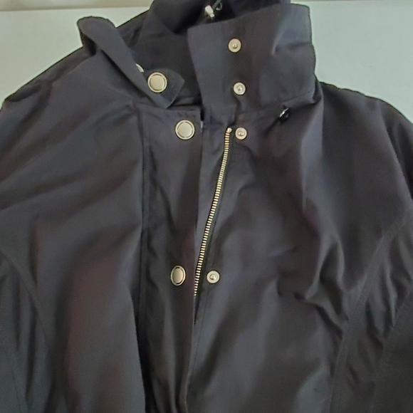 Tall Girl Hooded Anorak Size XL Zip and Snap Front Black Coat Casual Retro - Picture 4 of 15